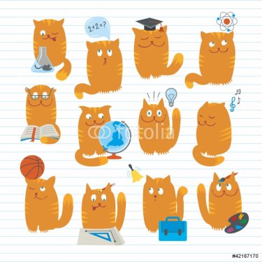 Cute Cats Studing School Subjects - 900458653