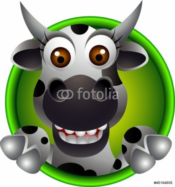 cute cow head cartoon - 900949503