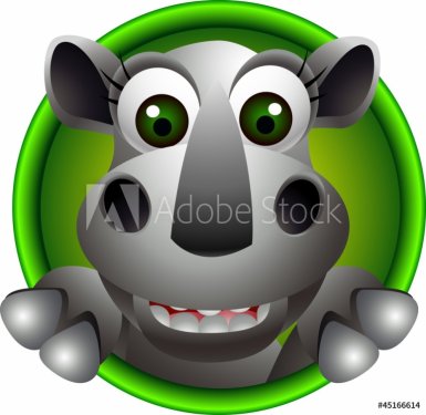 cute rhino head cartoon