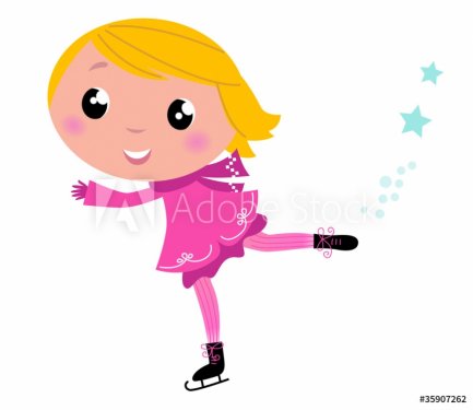 Cute winter ice skating Girl isolated on white.. - 900706115