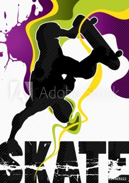 Designed abstract banner with skateboarder.