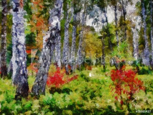 Digital structure of painting. Autumn forest - 901140490