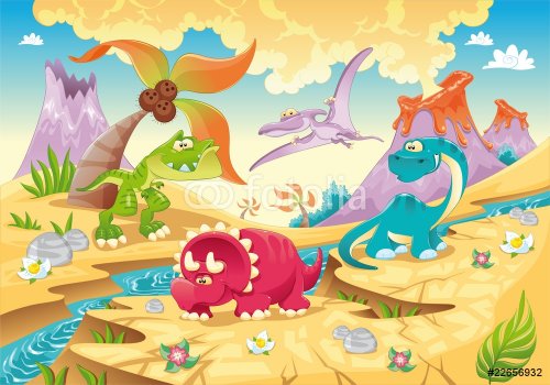 Dinosaurs Family. Funny cartoon and vector characters - 900455698