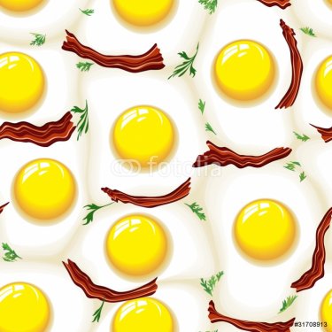 Egg and bacon seamless pattern - 900461668