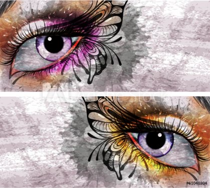 Eye make up with butterfly grunge background - 901143000