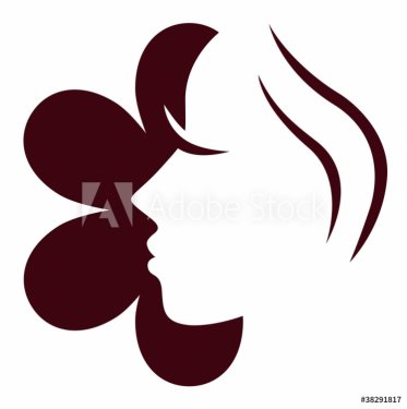 Female flower face pink icon isolated on white ( brown )