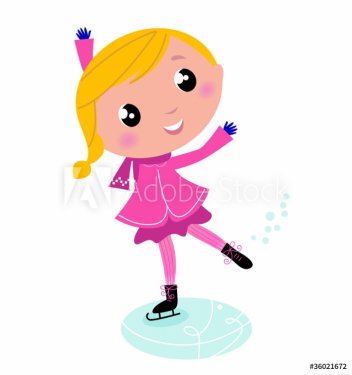 Figure skating cute little blond Child isolated on white.. - 900706114