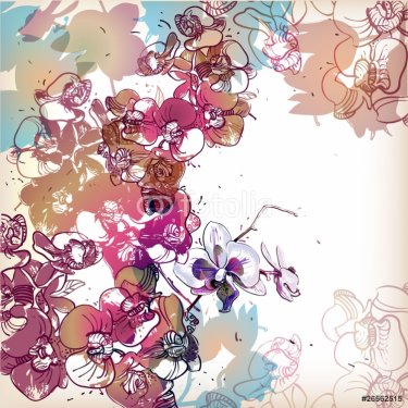 floral background with colored orchids