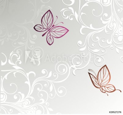 Floral card with butterflies - 900580461
