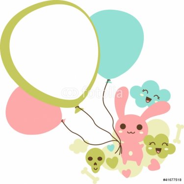 Funny background with doodle. Vector kawaii illustration.