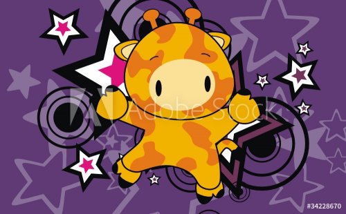 giraffe  baby cartoon jump background - 900499025