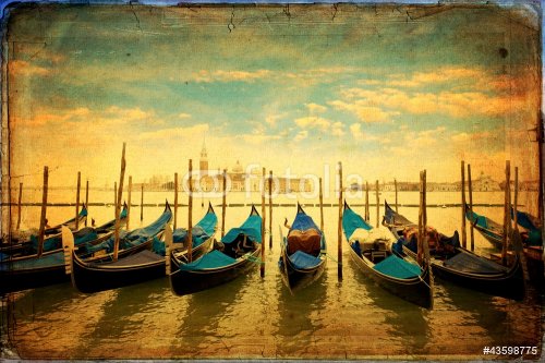 Gondolas and Island of San Giorgio Maggiore - old card - 900572840