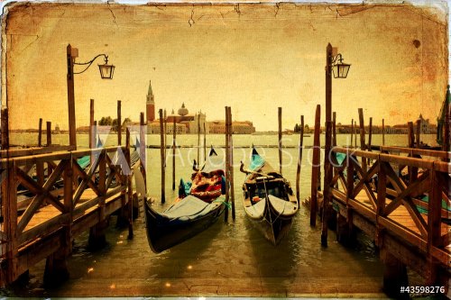 Gondolas and Island of San Giorgio Maggiore - old card