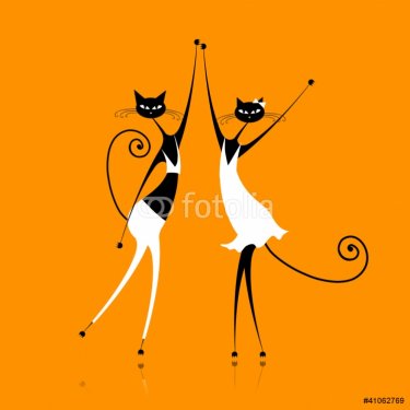 Graceful cats dancing, vector illustration for your design - 900459153