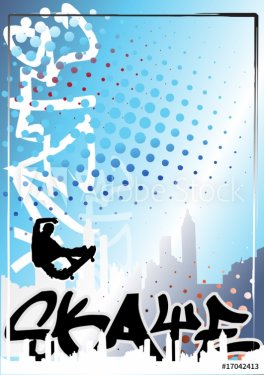 graffiti skateboard blue poster background 2 - 900906051