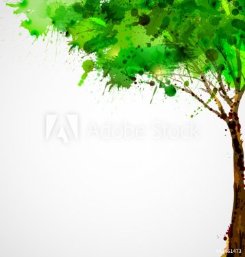 Green abstract tree forming by blots