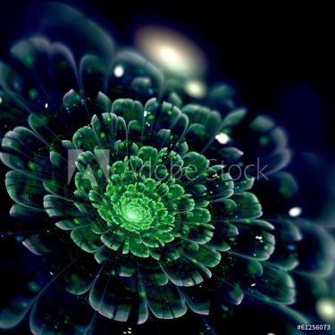Green light fractal flower, digital artwork - 901142829