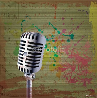 Grunge background with microphone - 900557882