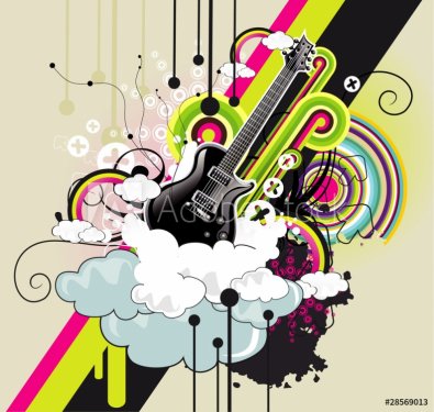 guitar in the sky abstract vector - 900485382