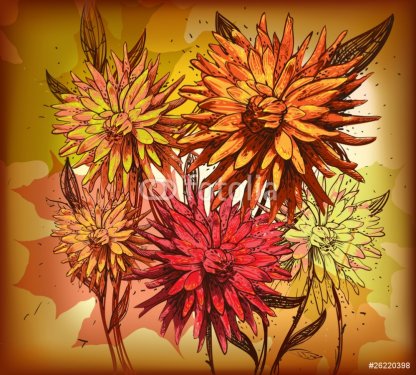 hand-drawn  autumn flowers - 900511287