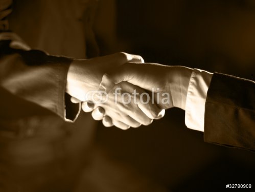 Handshake Handshaking and light, sepia - 900323731