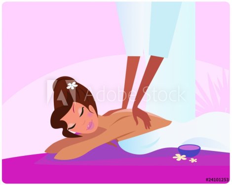 Health and spa: Beautiful girl enjoying massage. VECTOR