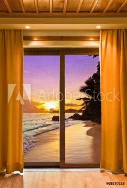 Hotel room and beach landscape - 901145565