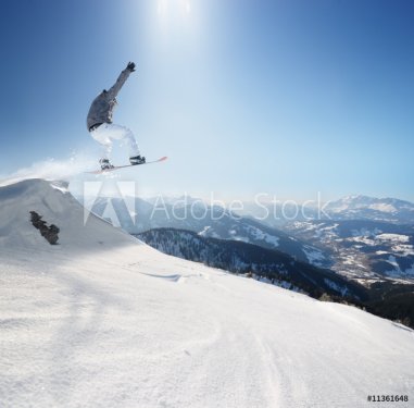 Jumping snowboarder