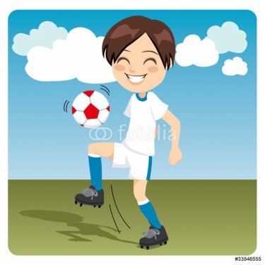 Kid practicing soccer - 901138687