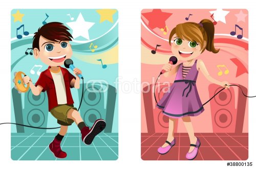 Kids singing karaoke - 900461349