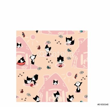 kittens in the house. Wallpaper. peach background - 900949434