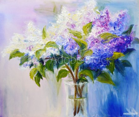 Lilacs in a Vase, oil painting on canvas - 901138129