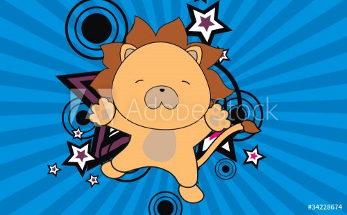 lion baby cartoon jump background