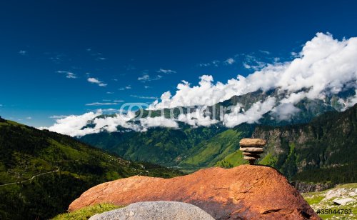 Meditation background. Himalayas mountains landscape. - 900622731