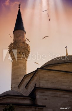 Minaret of Blue Mosque / Istanbul / beautiful sky - 901137937