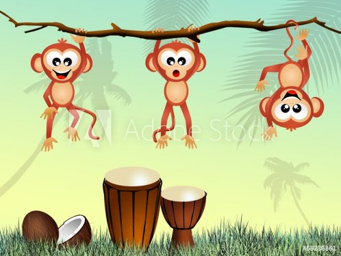 monkeys and drums
