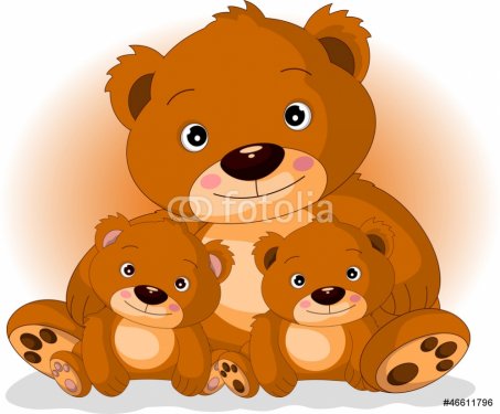 mother brown bear with her sons in harmony and love - 900949530