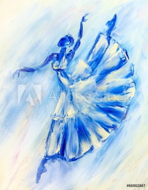 Oil painting on Canvas, Blue ballerina - 901142975