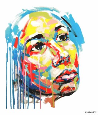 Original acrylic painting color portrait of women. - 900899457