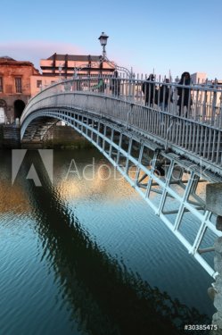 People going on  Bridge in Dublin, Ireland - 900343154