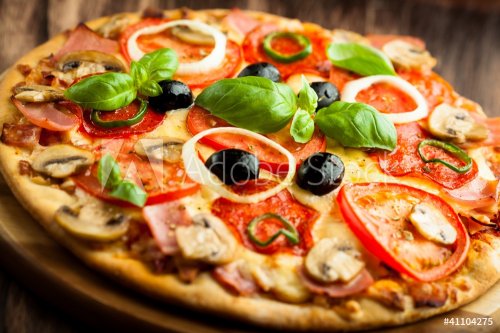 Pizza with Mushrooms, Salami and Chili Pepper - 900372309