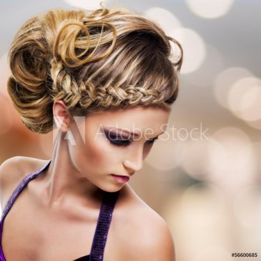 portrait of beautiful woman with  hairstyle - 901142985