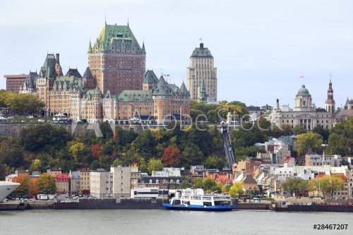 Quebec city skyline and Saint Lawrence River in autumn - 901140702