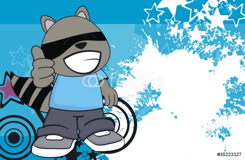 raccoon kid cartoon background8 - 900498993