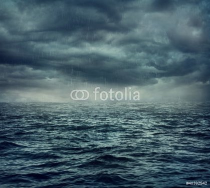 Rain over the stormy sea - 900215403