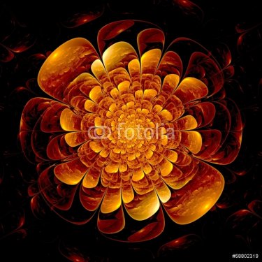 Red flower pattern modern fractal art design