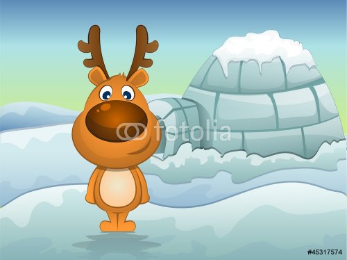 Reindeer in Winter, illustration - 900739749