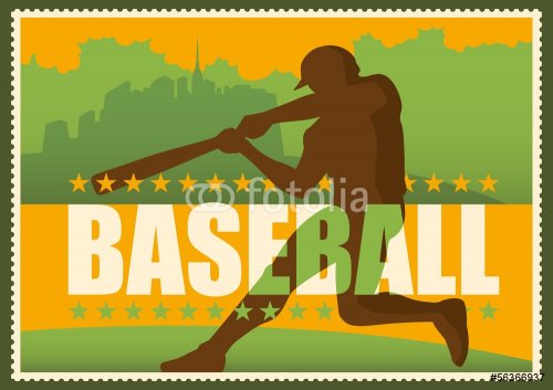 Retro baseball poster in color.