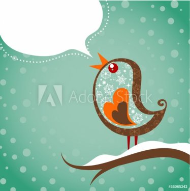 Retro Christmas background with bird