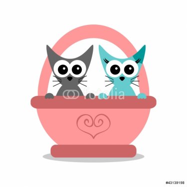 Romantic card with two cats - 900596484